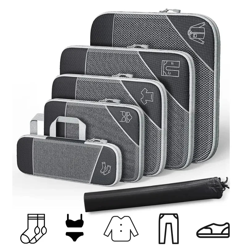 Bolsa de Compressão para Viagem Commigo - Kit com 5 + Brinde